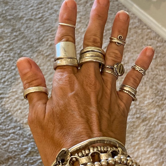 Tracie Taylor Studio Jewelry - Hand sand casted sterling silver ring set